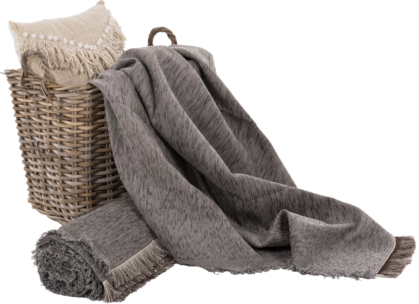 Mbulesë divani me franja DREAMTOPIA FH12161.07 ngjyrë gri 245x170cm