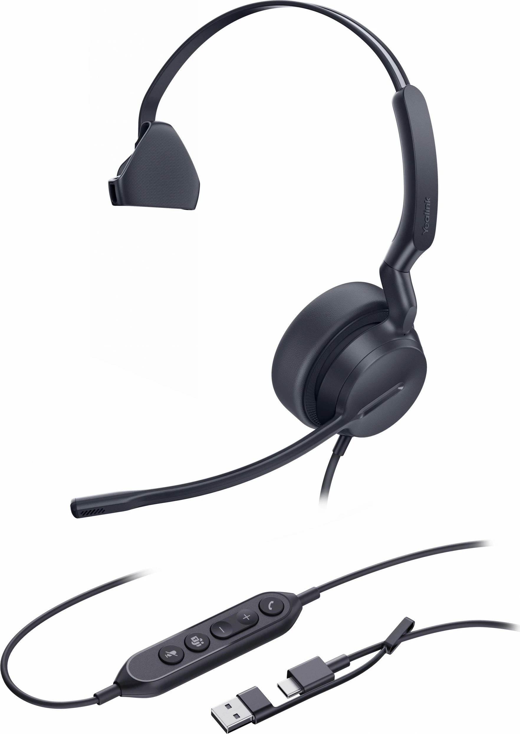 Kufje Yealink UH42 Mono Teams, USB-C/A, me mikrofon, e zezë