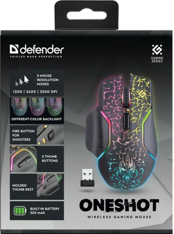 Maus wireless Defender OneShot GM-067, 3200 DPI, 6 butona, i zi