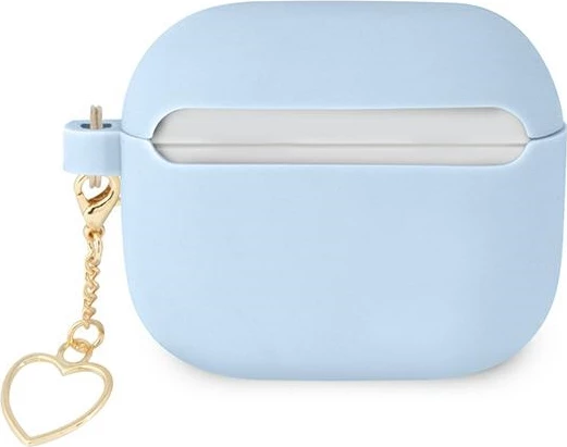 Mbështjellës Guess për AirPods 3, Charm Heart Collection, silikon, kaltër