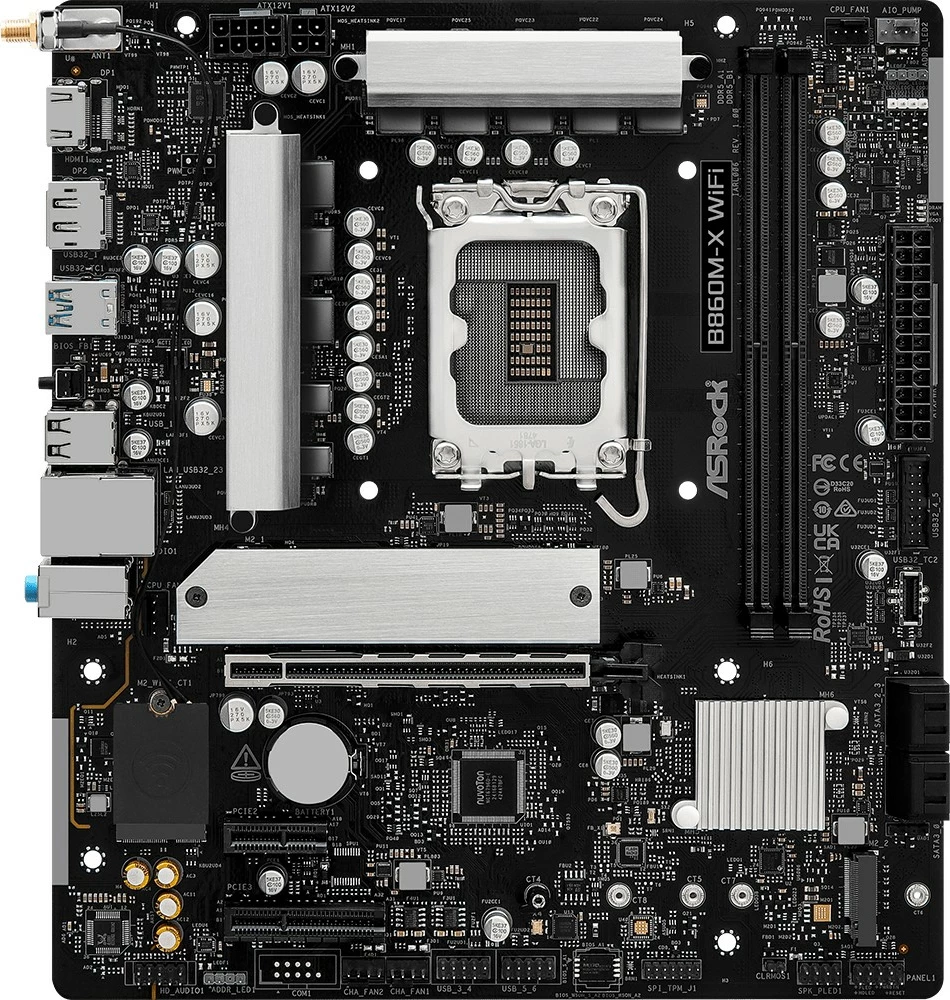 Pllakë amë ASRock B860M-X WiFi, micro ATX, DDR5, HDMI/DP, WiFi, Bluetooth, e zezë