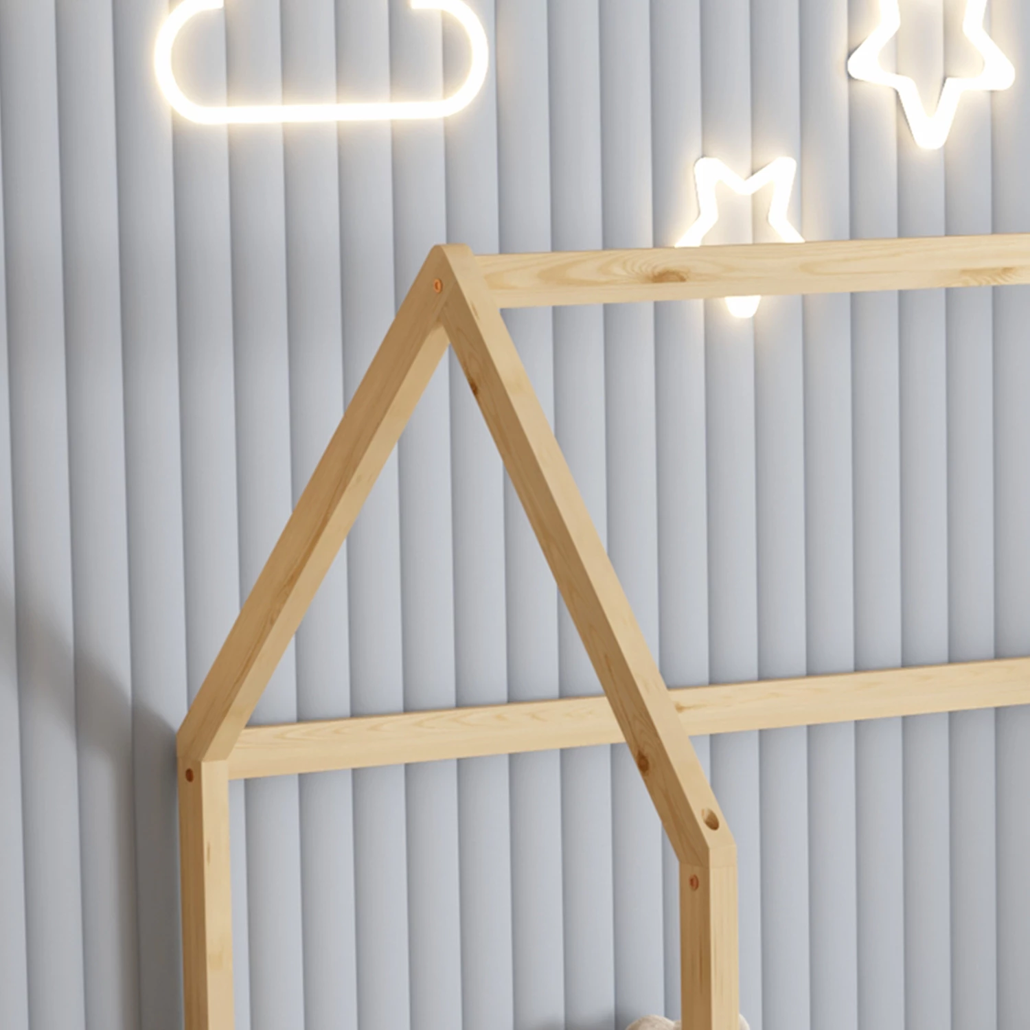 Krevat për fëmijë me gardh PHYLLIS FH679.01 t.MONTESSORI dru pishe i fortë në ngjyrë natyrale - 190x90cm