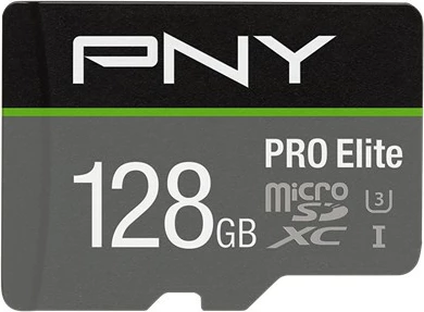 Kartelë memorie PNY PRO Elite 128GB microSDXC Class 10 UHS-I U3, zi/gri