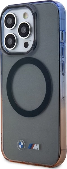 Mbështjellës BMW Gradient Bumper MagSafe për iPhone 14 Pro 6.1", gri/portokalli/blu