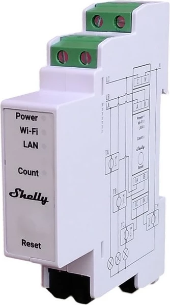 Relais Shelly Pro 3EM-3CT63 WLAN LAN, matës energjie, DIN-Rail