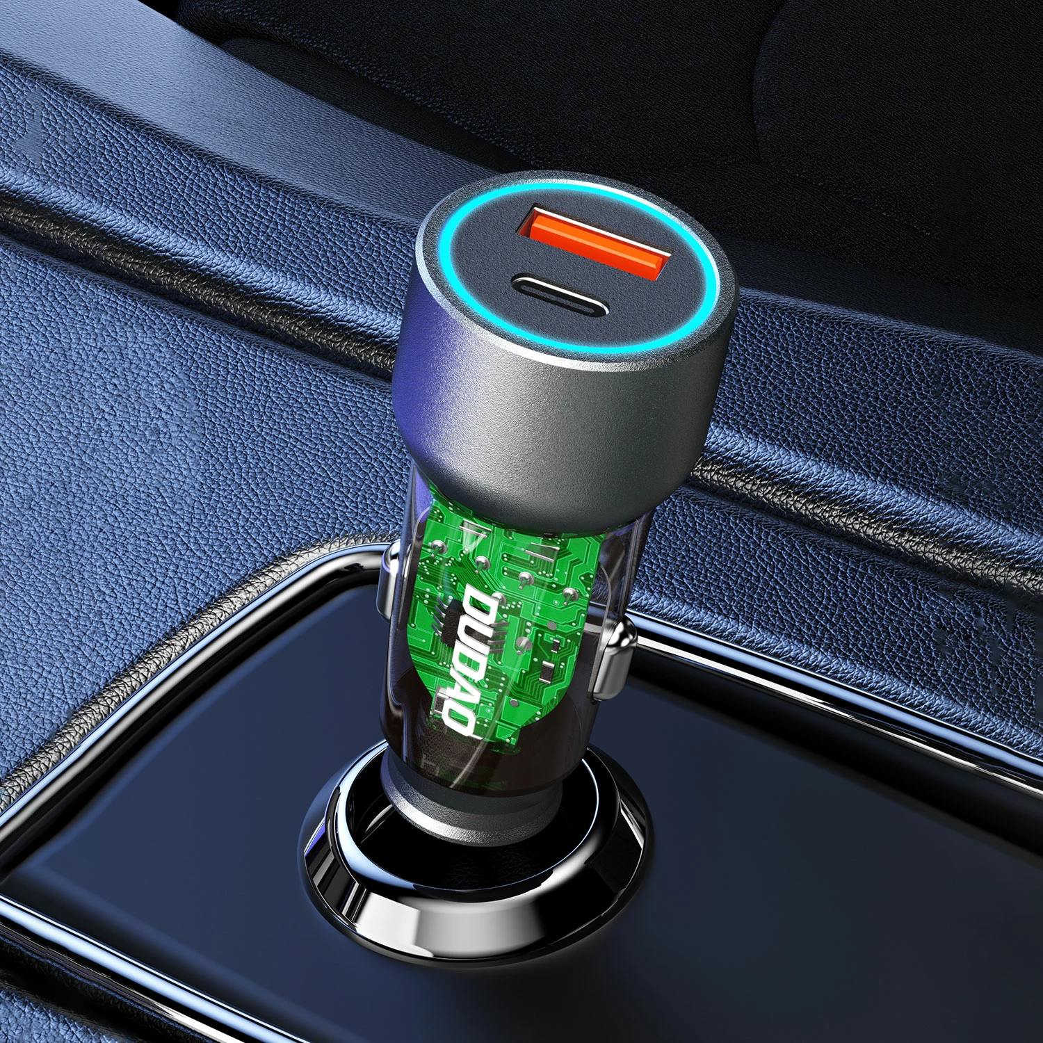 Karikues veture Dudao R4T, 30W, 2 porta USB-A/USB-C, Gri