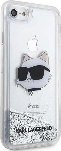 Mbështjellës Karl Lagerfeld KLHCI8LNHCCS për iPhone 7/8/SE 2020/2022, Glitter Choupette, Argjendtë
