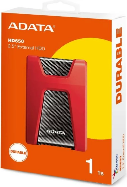 Hard disk i jashtëm Adata DashDrive Durable HD650, 1TB, 2.5", USB 3.0, Kuq