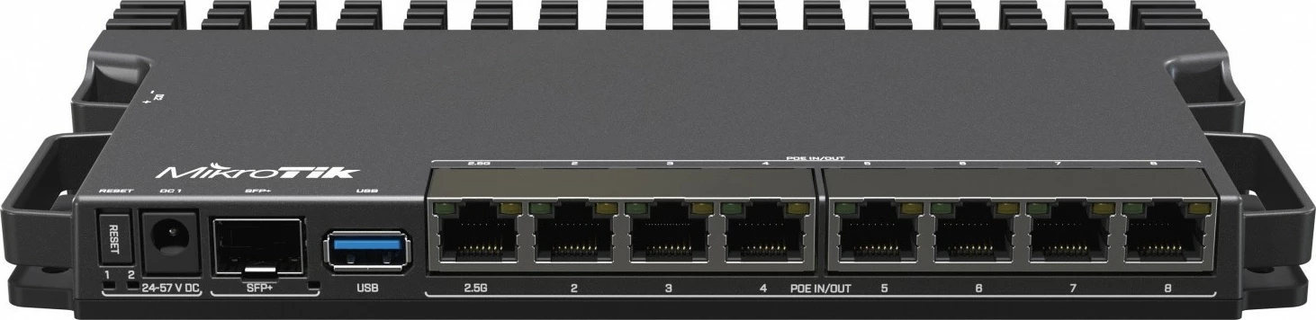 Ruter me tela MikroTik RB5009UPr+S+IN, 8 porte PoE, SFP+, USB 3.0, i zi