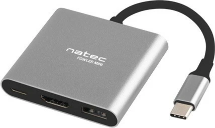 Multiport Natec Fowler MINI, NMP-1607, HDMI 4K, USB 3.0, USB-C, Gri