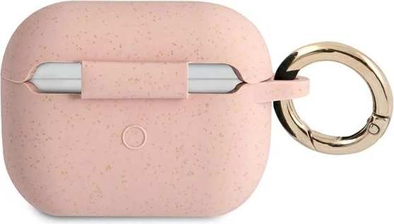 Mbështjellës Guess GUAPSGGEP për AirPods Pro, silikon, rozë me shkëlqim