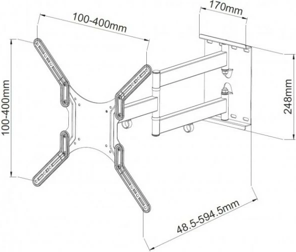 Mbajtës muri për TV/monitor Techly 023851, 23-55 inç, i bardhë