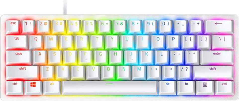 Tastierë, Razer, Huntsman Mini RZ03-03390400-R3M1, 60% me US-Int layout, RGB, e bardhë