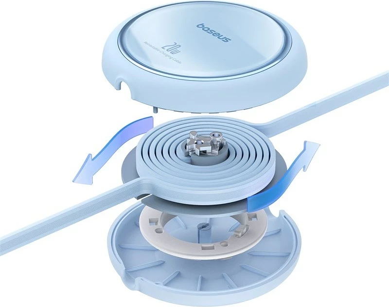 Kabllo karikimi Baseus Free2Pull USB C në Lightning, 1 m, 20 W, Blu