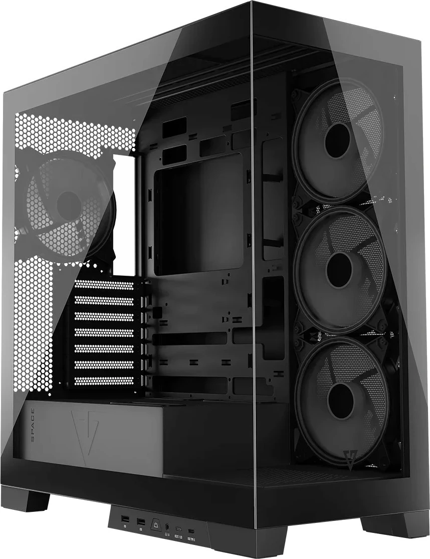 Kasë MODECOM Volcano Space ARGB, Midi Tower, xham i temperuar, e zezë