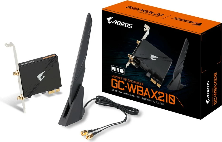 Kartelë rrjeti Gigabyte GC-WBAX210, PCI Express, Wireless, 2400 Mbit/s, e zezë