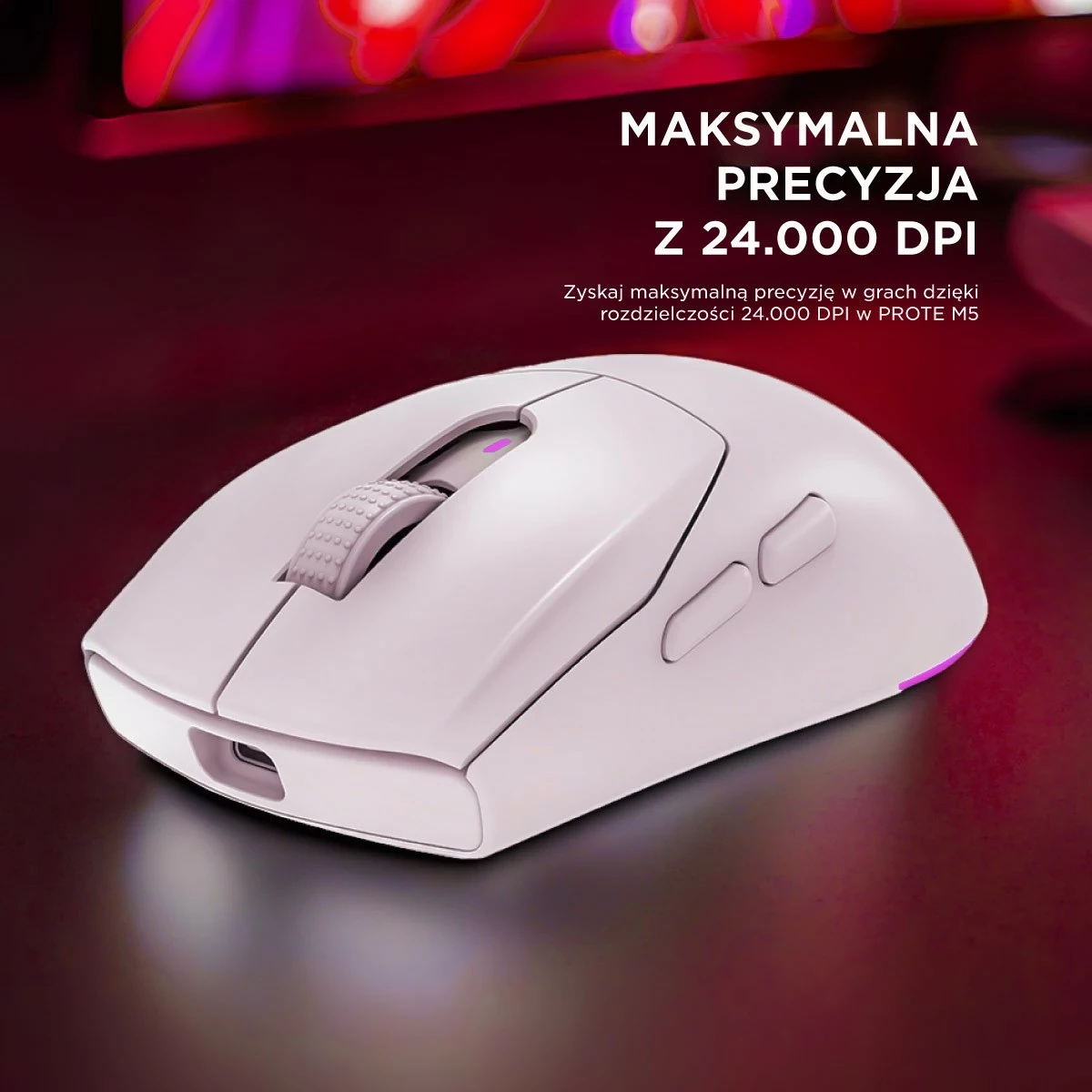 Maus Rampage Prote M5, 24000 DPI, RGB LED, wireless/wired, bardhë