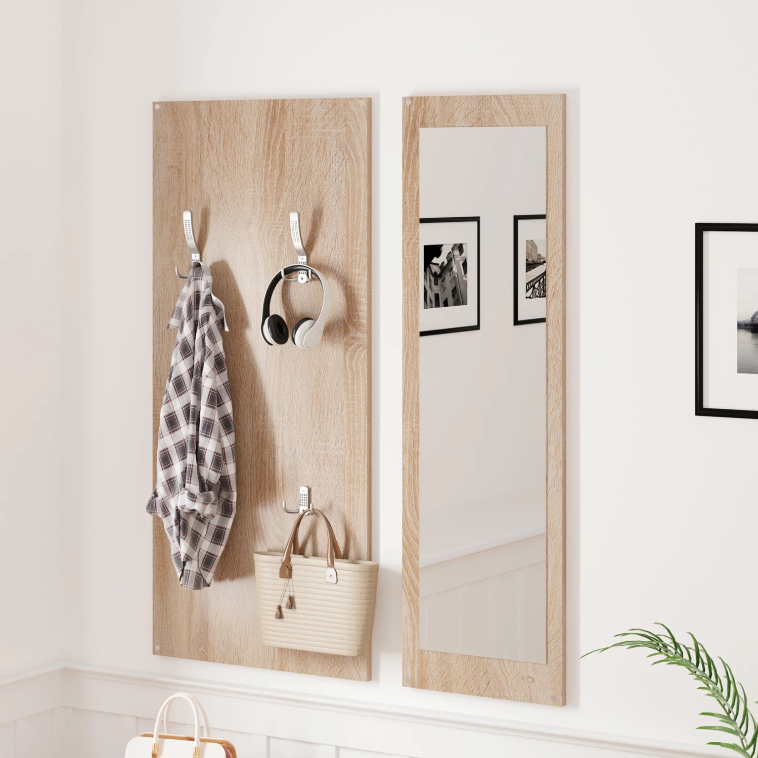 Set hyrjeje me pasqyrë VERN FH2476.04 melaminë në ngjyrë sonama-bardhë 80x27x175Hcm