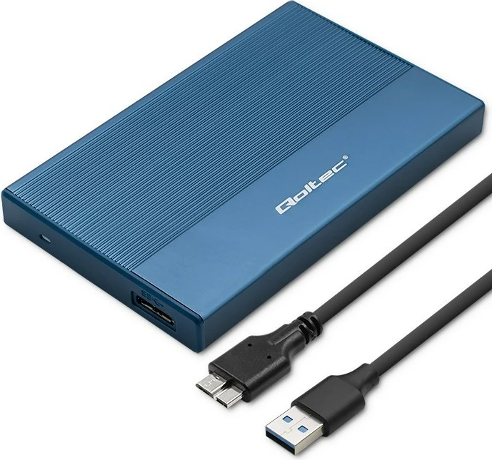 Kasë Qoltec 52276 për SSD/HDD 2.5", USB 3.0, 2TB, Blu