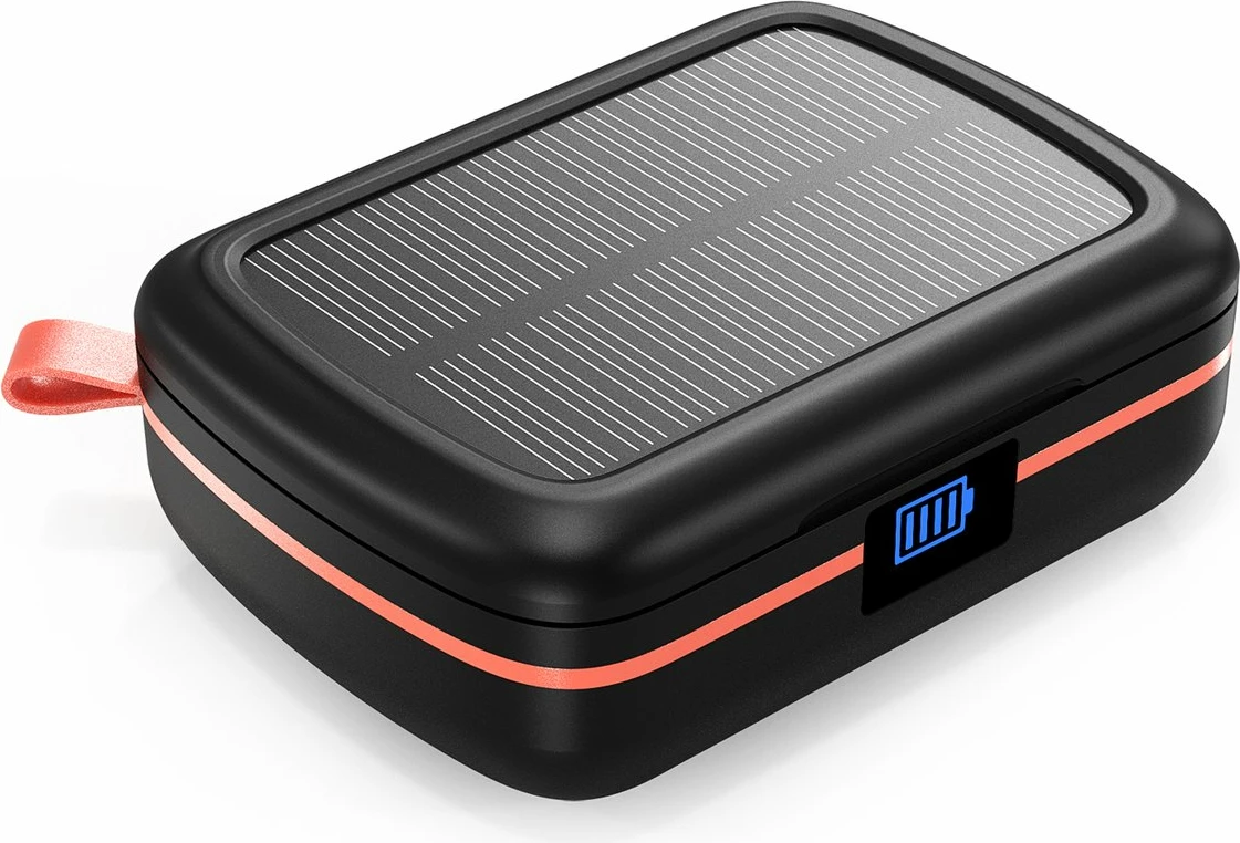 Kufje TWS Choetech BH-T05, wireless, me panel diellor dhe powerbank 2500mAh, të zeza