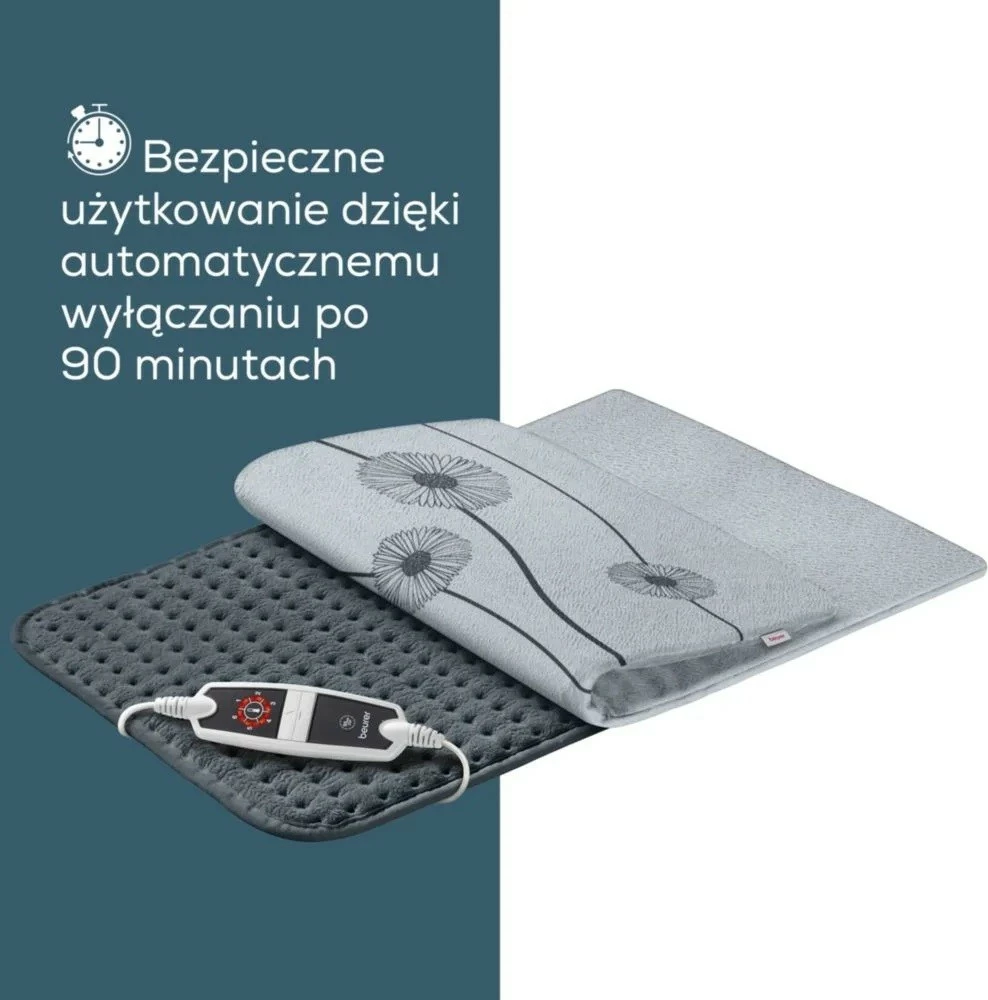 Jastëk elektrik Beurer HK125 XXL Cosy, 60x40 cm, 6 nivele, ndezje e shpejtë, timer 90 min, kabllo 2.3 m, mbrojtje nga mbinxehja, i larëshëm, gri