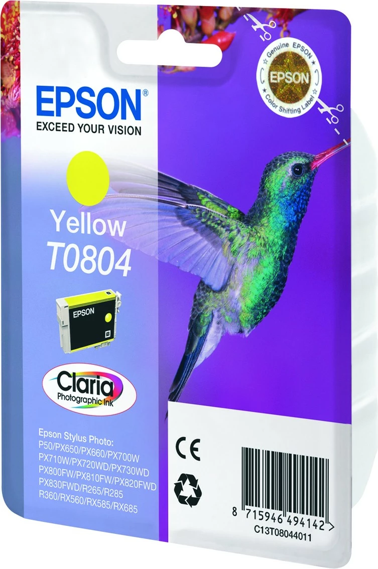 Bojë Epson Hummingbird T0804, Pigment, 7.4 ml, Verdhë