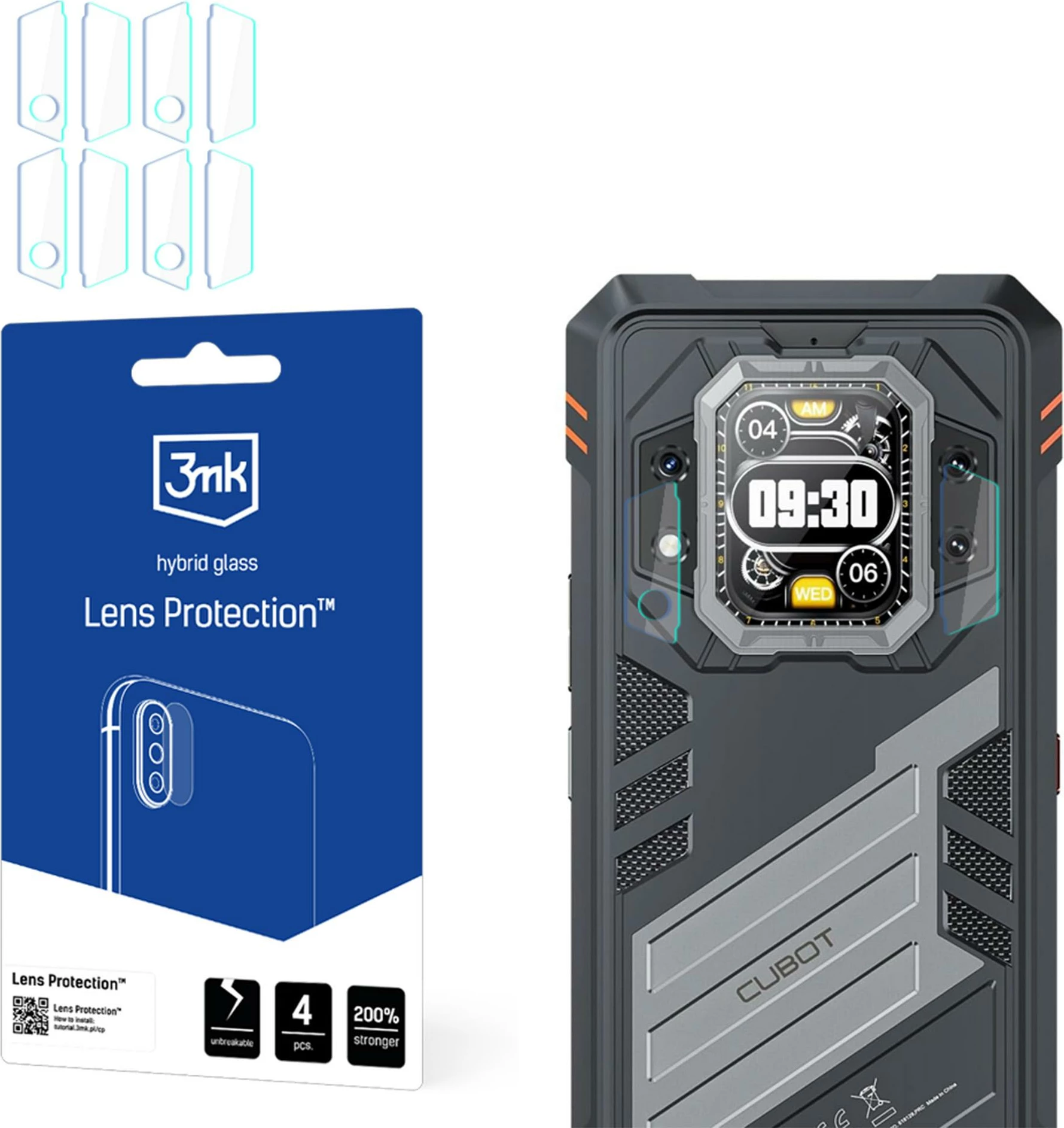 Xham mbrojtës për lente të kameres, 3mk Protection, për Cubot KingKong Star 2, set 4 copë