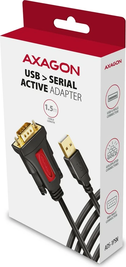 Adapter USB në RS-232 AXAGON ADS-1PSN, 1.5m, Prolific Chip, i zi