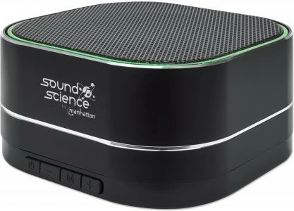 Altoparlant Bluetooth MANHATTAN Sound Science Metallic LED, Bluetooth 5.0, mikrofon, FM radio, MicroSD, zi