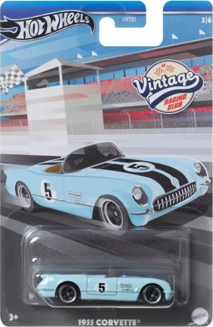 Set vetura lodër Hot Wheels Vintage Racing Club, 1:64, 10 copë, shumëngjyrëshe