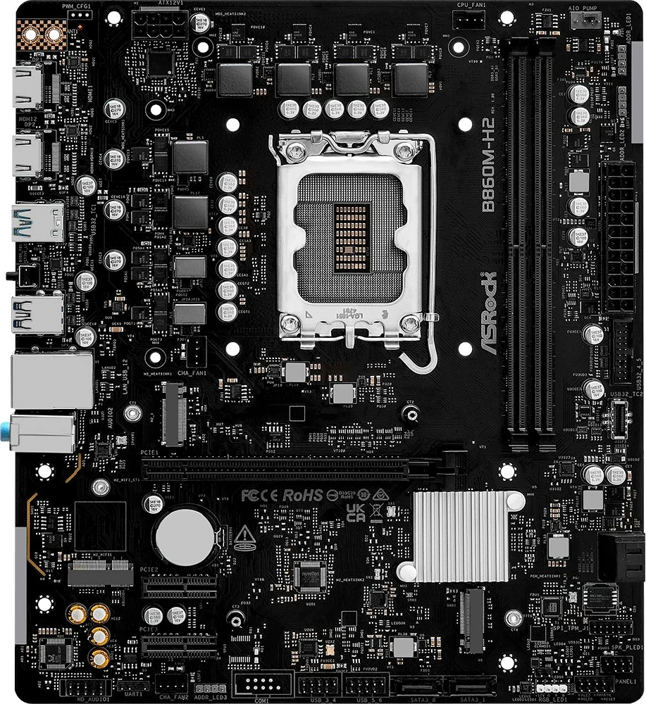 Pllakë amë ASRock B860M-H2, micro ATX, Socket 1851, e zezë