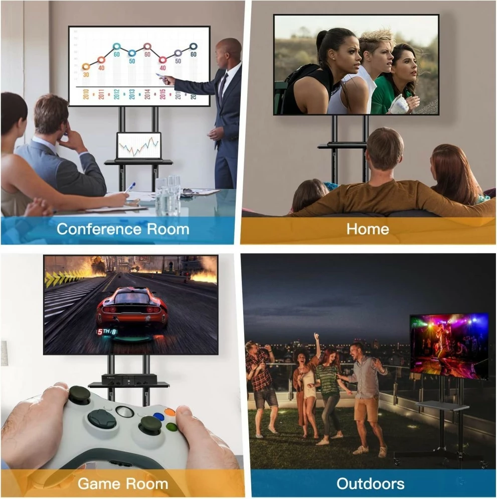 Qëndrim mobil për TV Techly 364477, për 37-70 inç, 2 rafte, i zi