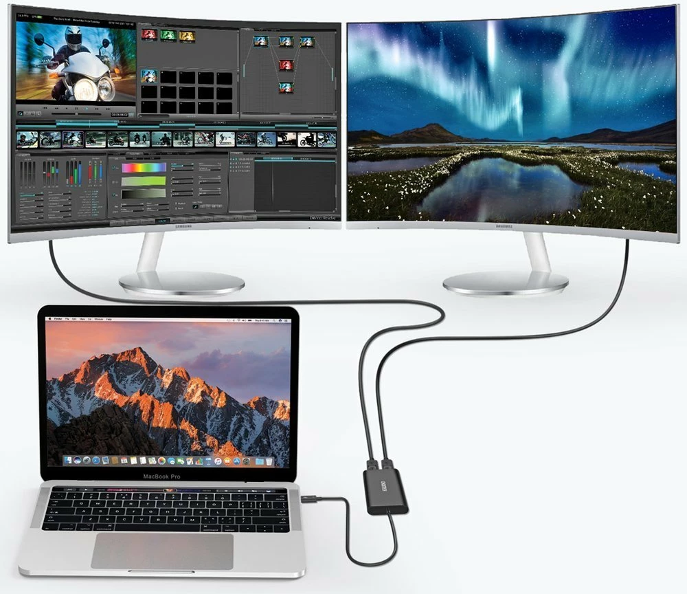 Adapter Choetech HUB-D03, USB Type C Thunderbolt 3, 2x DisplayPort 4K 60Hz, zi