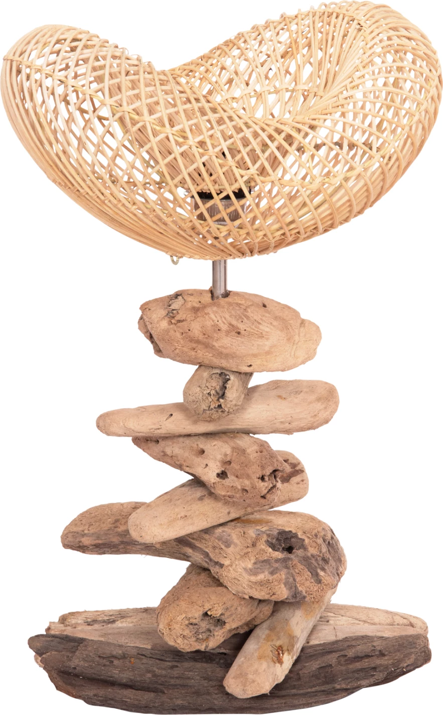 Llambë dekorative tavoline IVAR FH4431 dru i sjellë nga deti & rattan 32x30x53Hcm