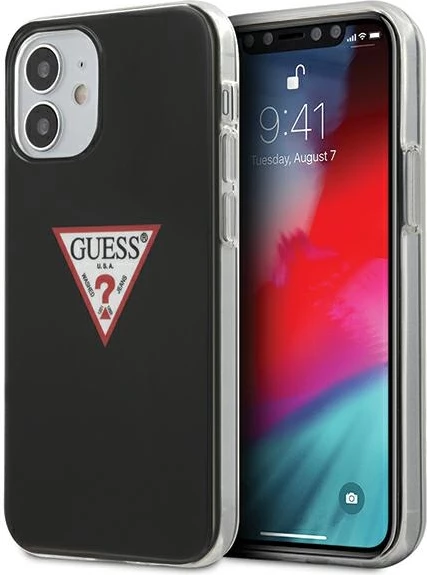Mbështjellës Guess GUHCP12SPCUCTLBK për iPhone 12 mini 5.4", Triangle Collection, zi