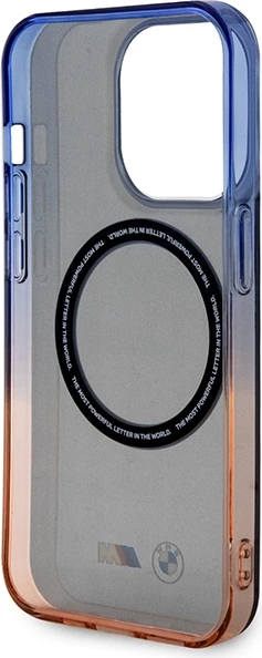 Mbështjellës BMW Gradient Bumper MagSafe për iPhone 14 Pro Max, gri/portokalli/kaltër