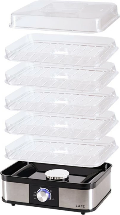 Tharëse ushqimi, Lafe, LAFPAR47689, 250 W, 5 tabaka, mbrojtje nga mbinxehja, e zezë/çelik