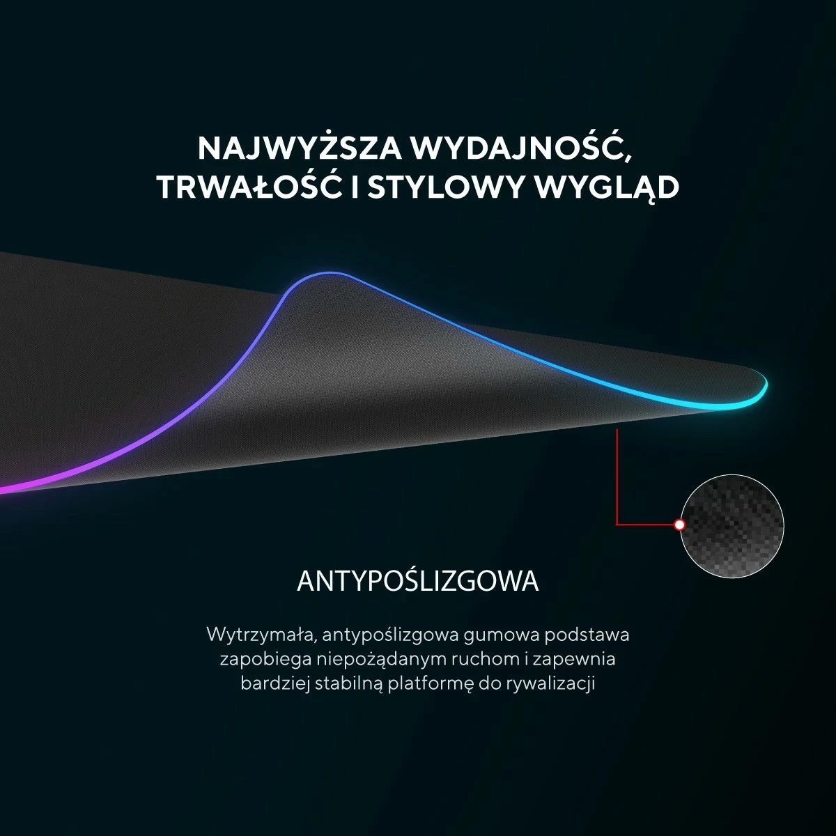 Mauspad Rampage MP-24 RGB, XL, e zezë