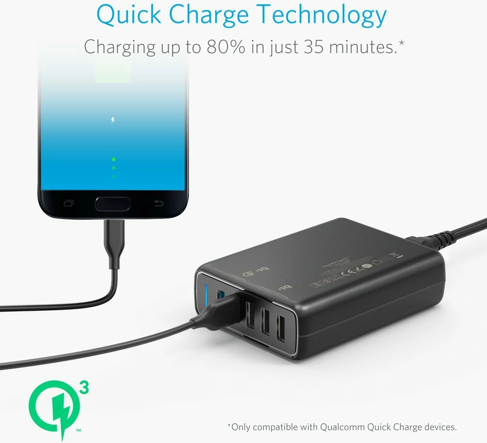 Karikues Anker PowerPort Speed 5, 5 porta, i zi