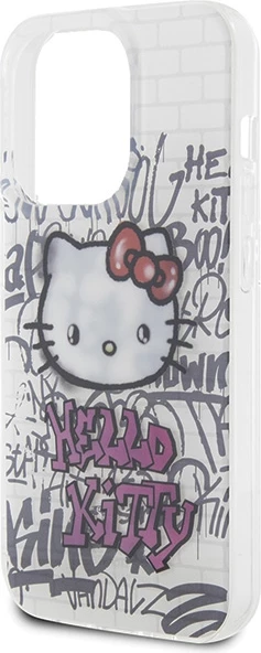 Mbështjellës Hello Kitty IML Kitty On Bricks Graffiti për iPhone 15 Pro, Bardhë