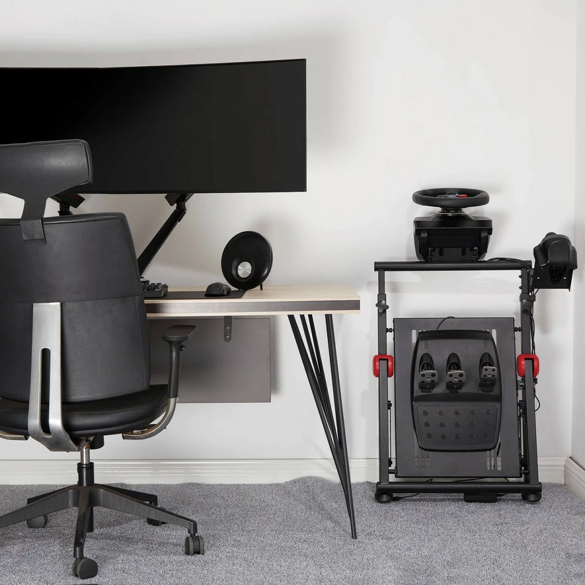 Qëndrim i palosshëm për timon gaming Audiocore RS155, për PC/PlayStation/Xbox, i zi