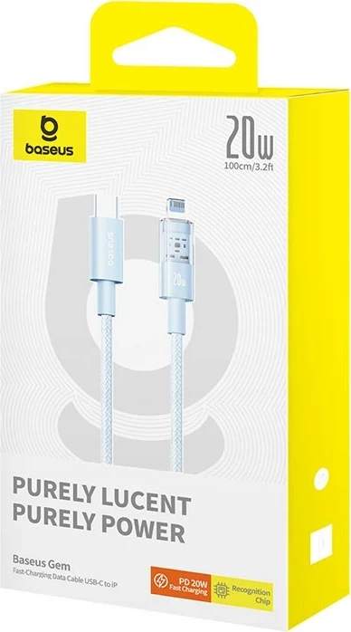 Kabllo Baseus Gem USB-C në iP, 1 m, 20 W, Blu