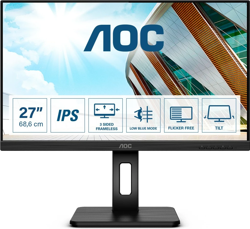 Monitor AOC P2 Q27P2Q, 27", 2560 x 1440 pixels, Quad HD, LED, i zi
