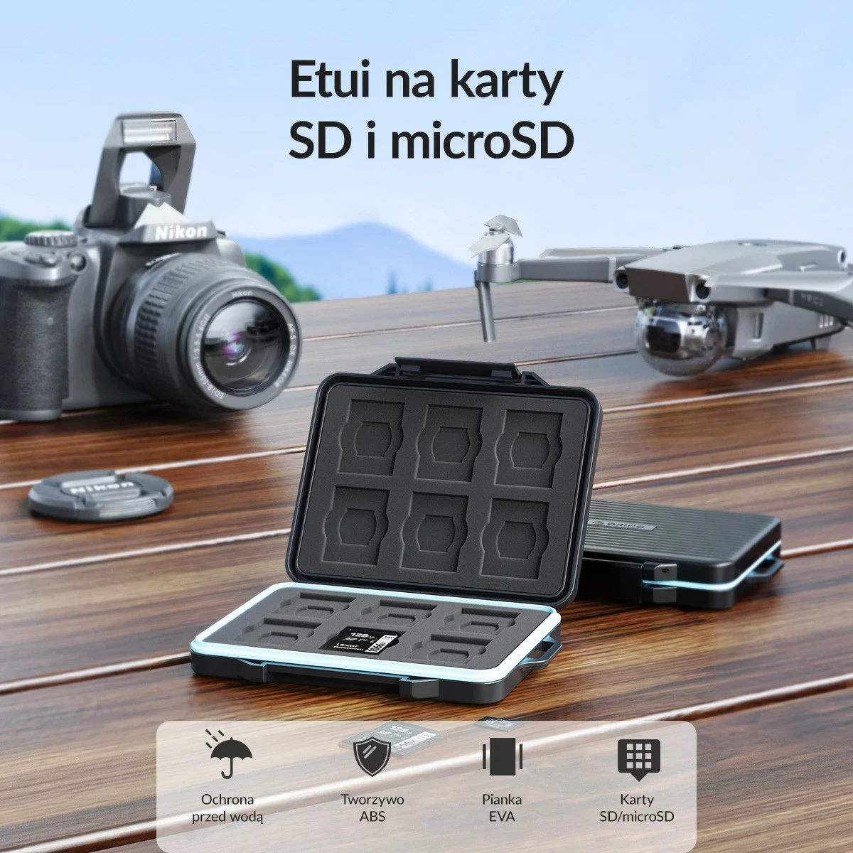 Mbështjellës Orico për 12 SD dhe 12 microSD, ngjyrë e zezë