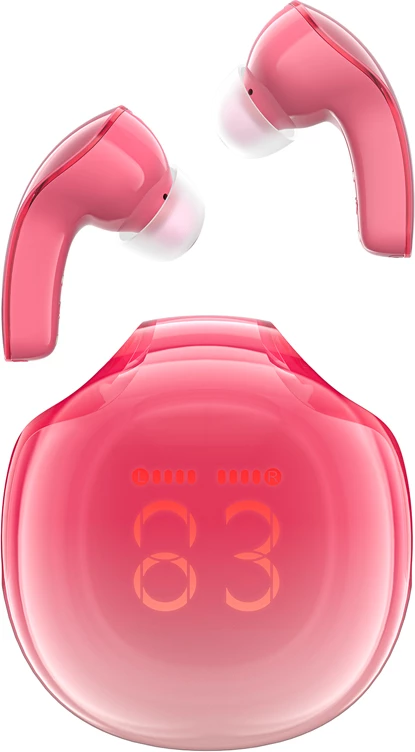 Kufje Acefast T9, wireless, Bluetooth 5.3, me ekran LED, të kuqe