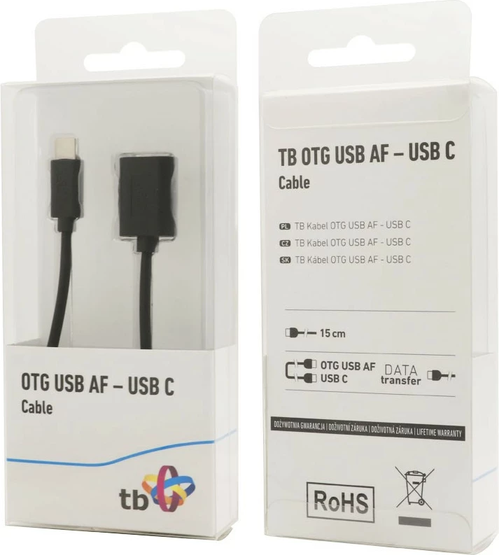 Kabllo OTG USB Type-C TB, 15cm, e zezë