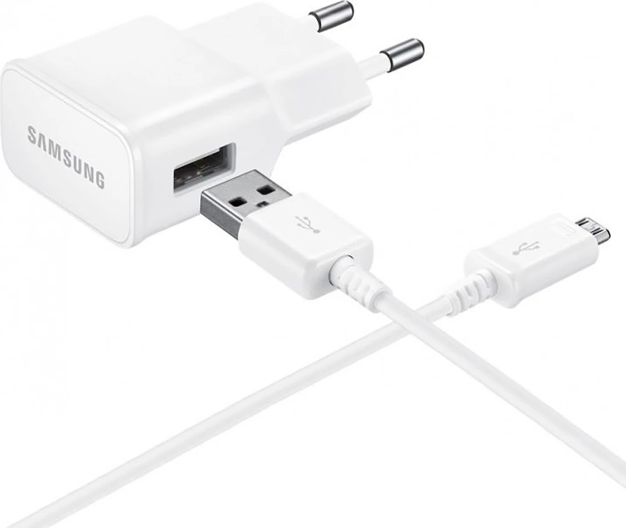 Karikues muri Samsung EP-TA50EWE me kabllo MicroUSB ECB-DU4AWE, 8W, Bardhë