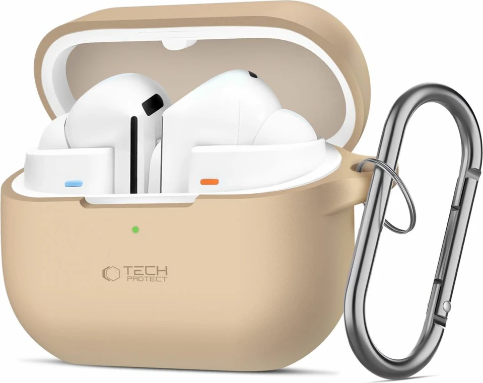Mbështjellës Tech-Protect për Samsung Galaxy Buds 3 / 3 Pro, silikon, kafe, me karabiner
