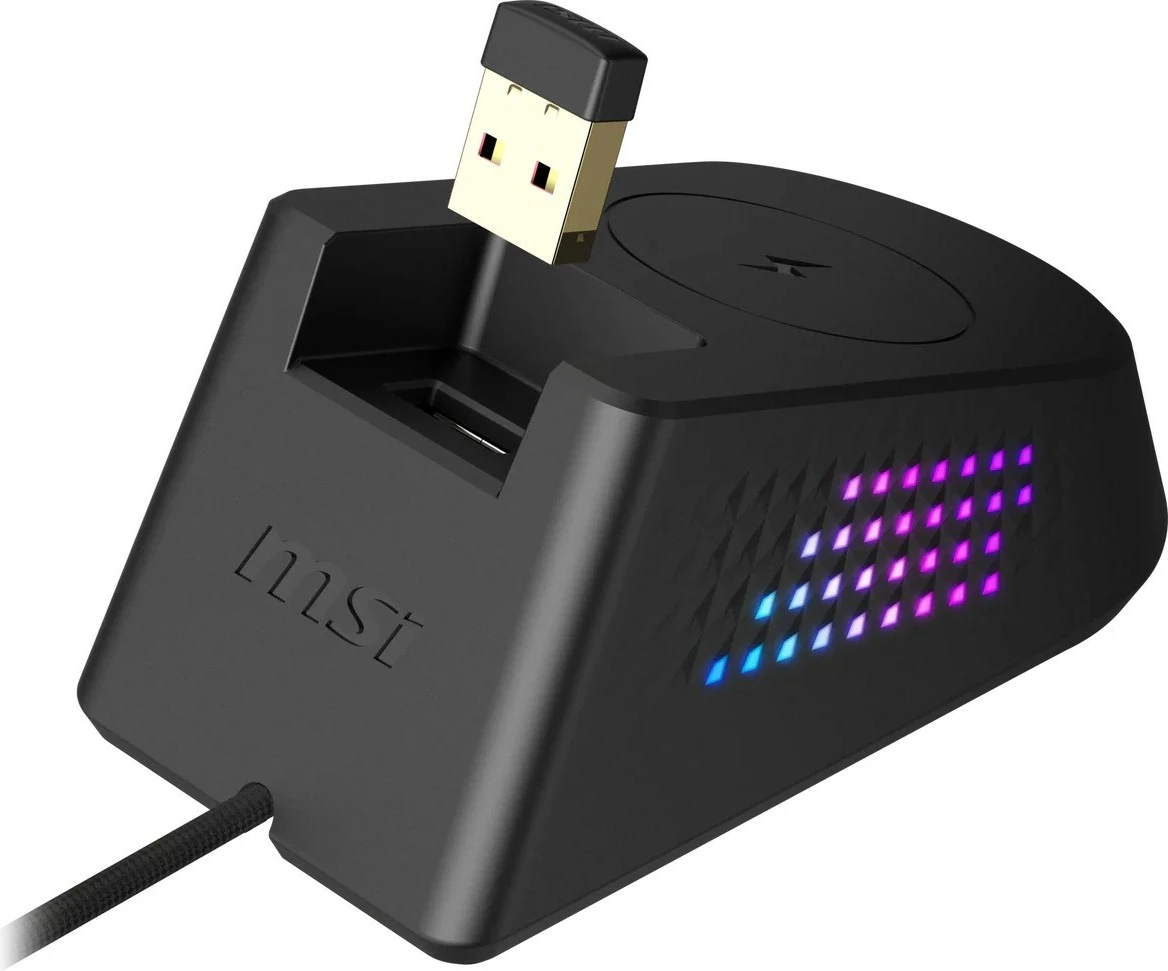 Maus gaming MSI Versa Pro W + Mouse Dock Pro, RGB, Wireless/Wired, i zi