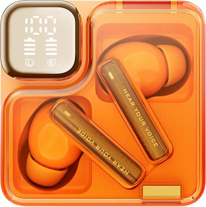 Kufje TWS QCY MeloBuds Neo T31, me ANC, Bluetooth 5.3, portokalli